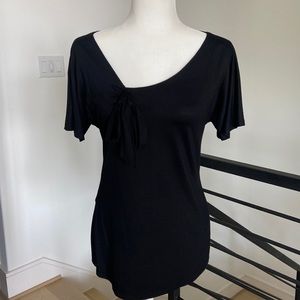 Flattering WHBM flutter sleeve blouse with bow accent